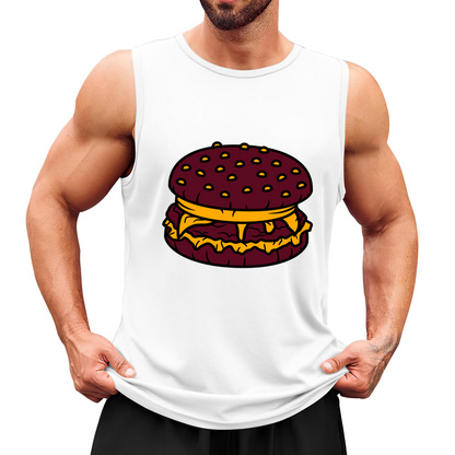 Retro Cartoon Cheeseburger Foodie Men¡¯s Gym Tank Top