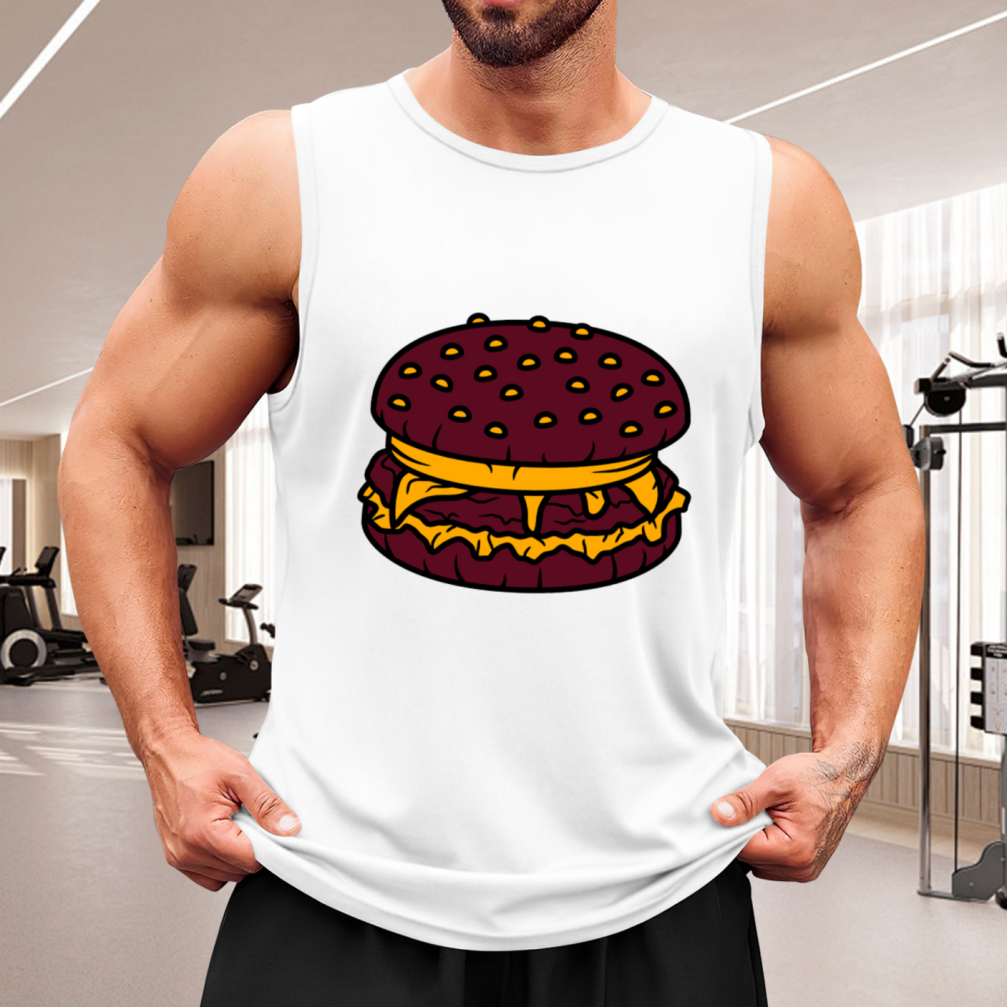 Retro Cartoon Cheeseburger Foodie Men¡¯s Gym Tank Top