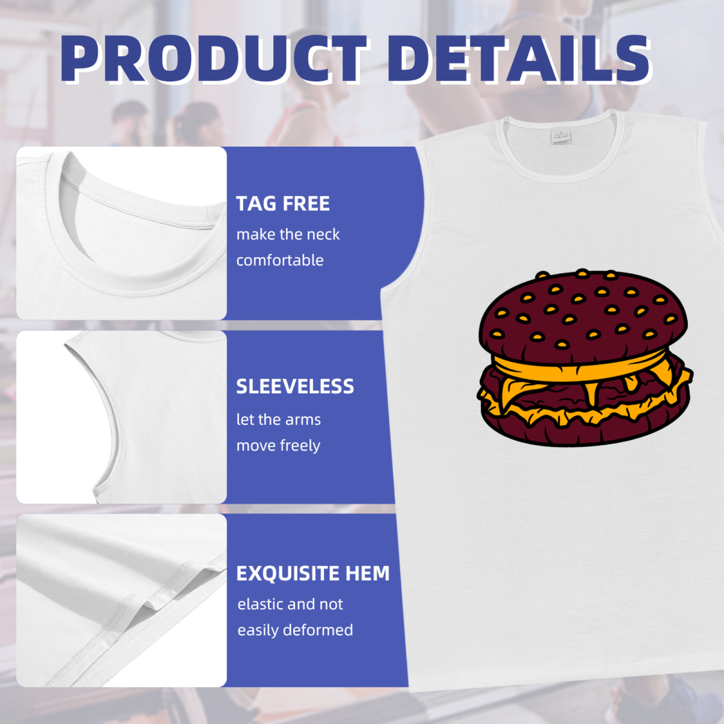 Retro Cartoon Cheeseburger Foodie Men¡¯s Gym Tank Top