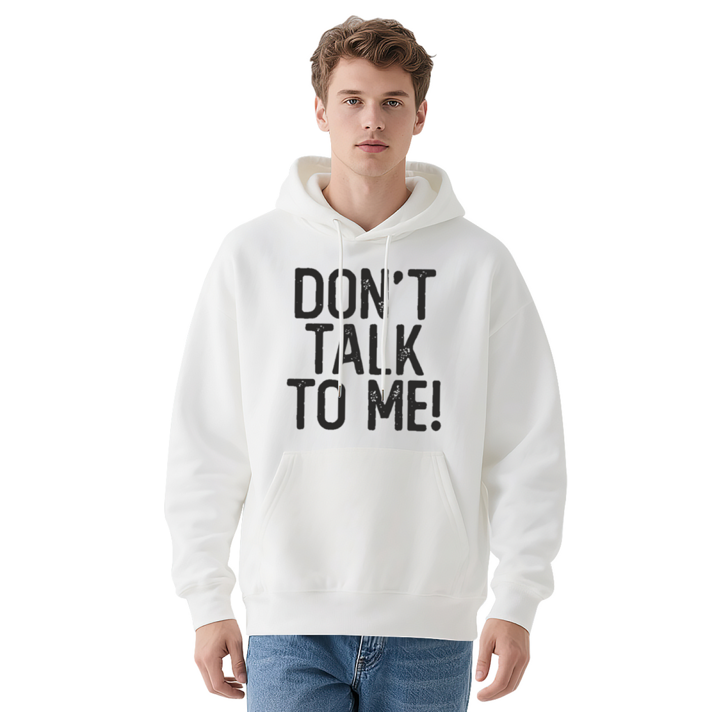 Don¡¯t Talk To Me Slogan Casual White Hoodie, Comfort Lounge Wear