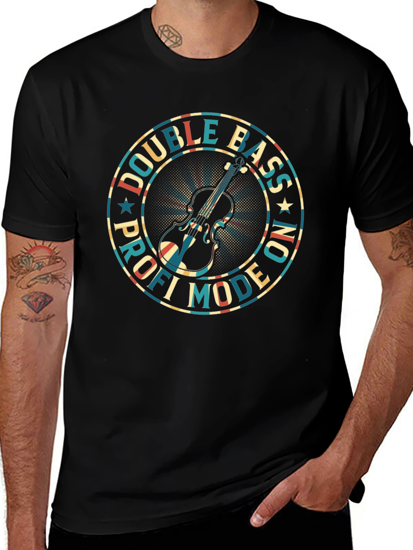 Double Bass Pro Mode On Black T-Shirt