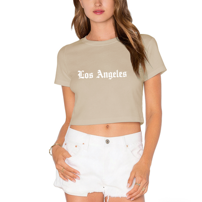 Gothic Old English Los Angeles Fresh Green Crop Top