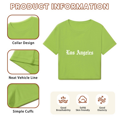 Gothic Old English Los Angeles Fresh Green Crop Top