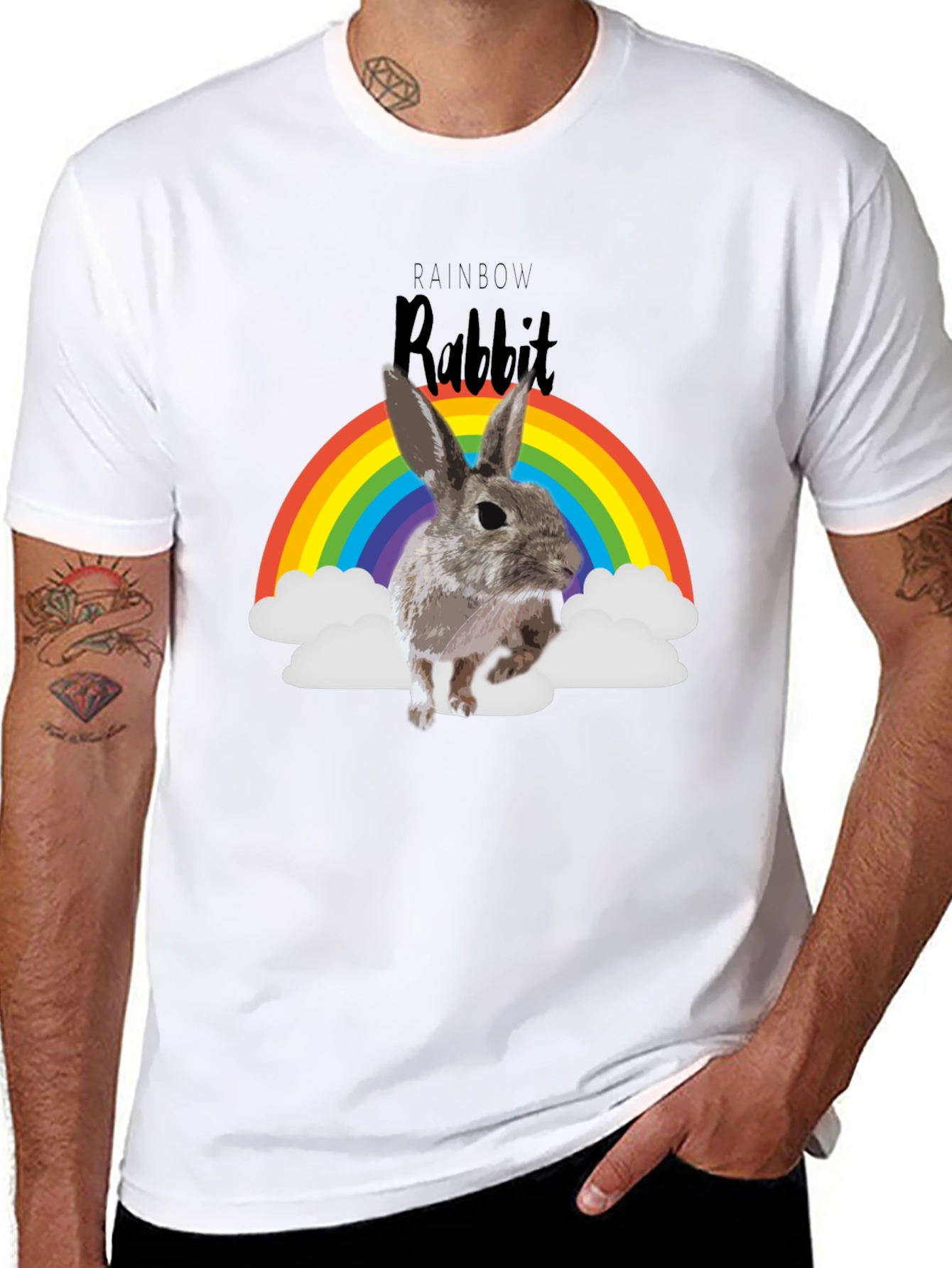 Rainbow Rabbit T-Shirt - Fun Graphic Tee