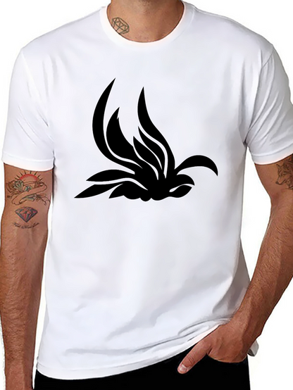 Black T-Shirt with Abstract Lotus Design