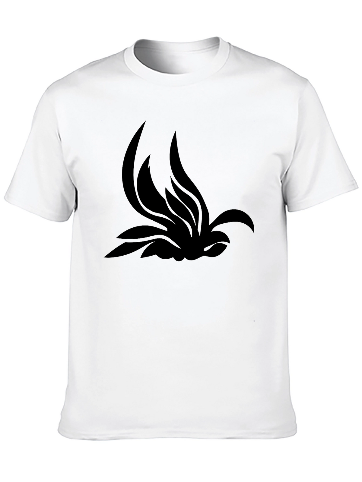 Black T-Shirt with Abstract Lotus Design