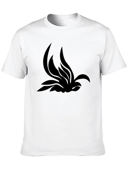 Black T-Shirt with Abstract Lotus Design
