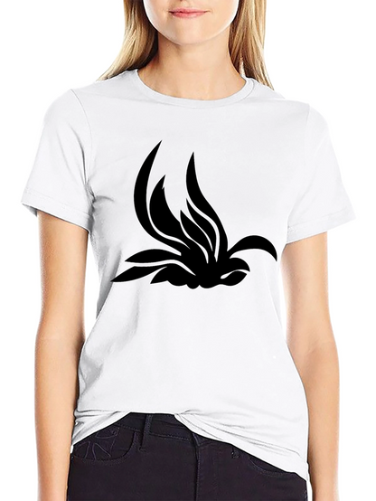 Black T-Shirt with Abstract Lotus Design