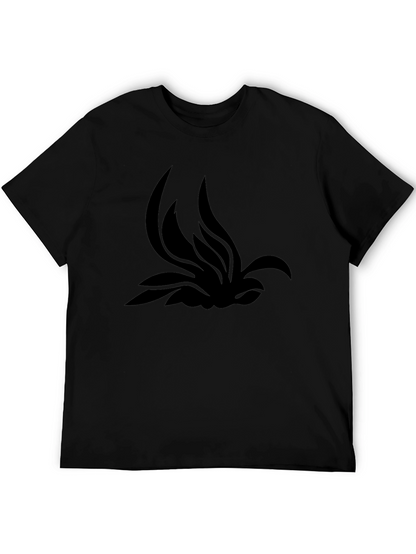 Black T-Shirt with Abstract Lotus Design