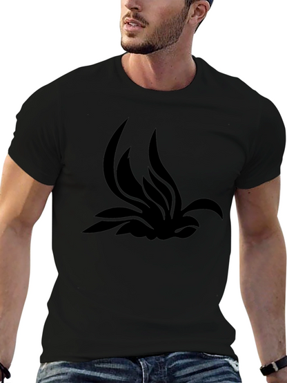 Black T-Shirt with Abstract Lotus Design