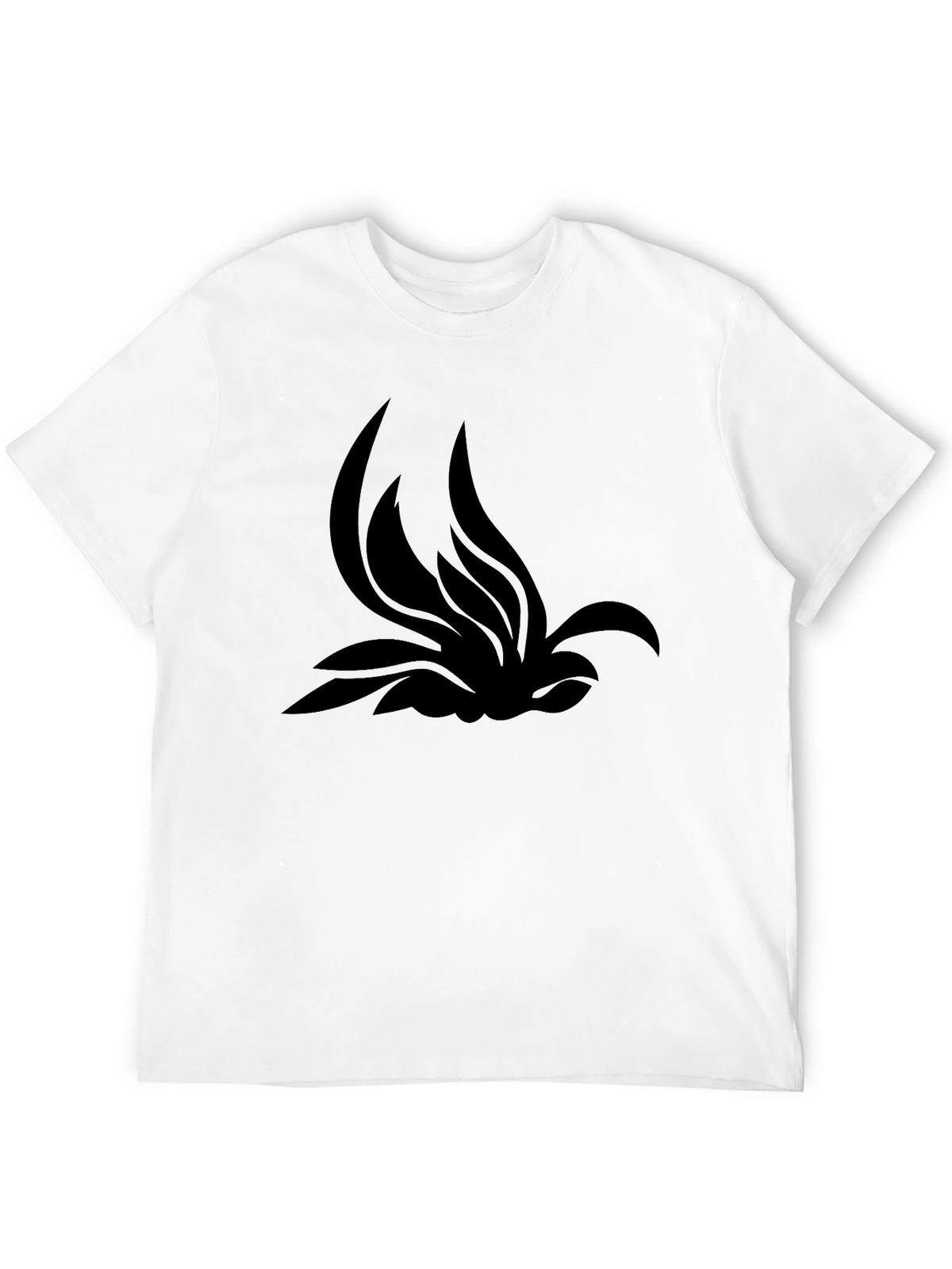Black T-Shirt with Abstract Lotus Design