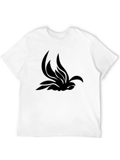 Black T-Shirt with Abstract Lotus Design