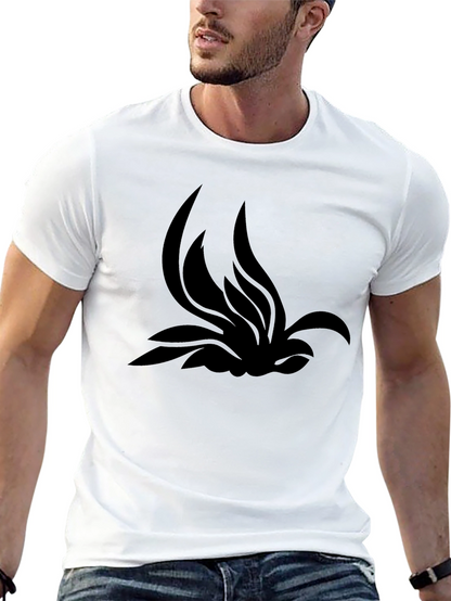 Black T-Shirt with Abstract Lotus Design