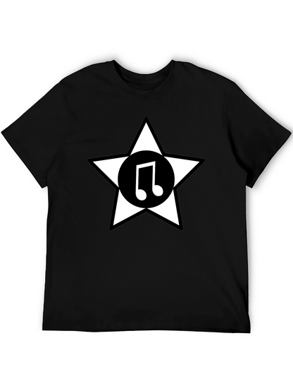 Star Music Note Graphic Tee - Black Cotton