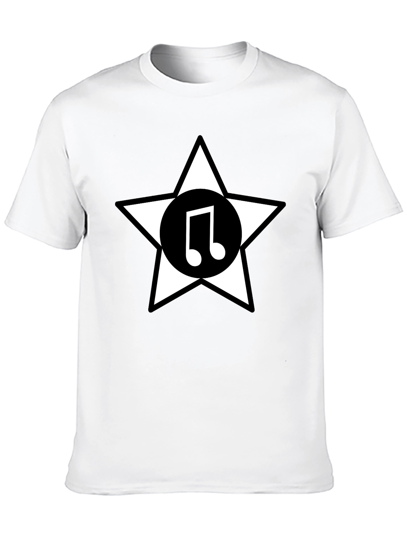 Star Music Note Graphic Tee - Black Cotton
