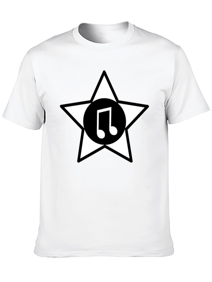 Star Music Note Graphic Tee - Black Cotton