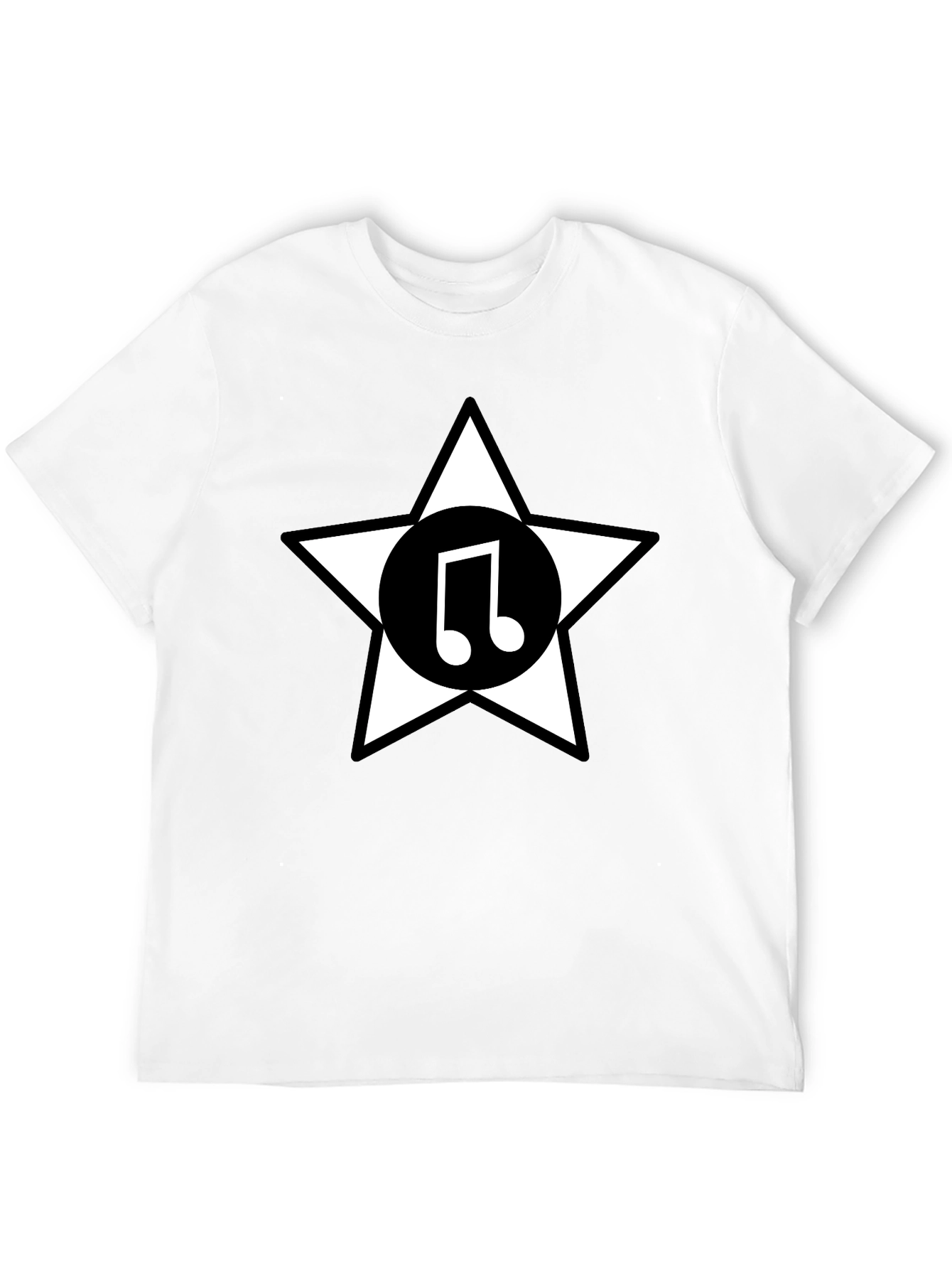 Star Music Note Graphic Tee - Black Cotton