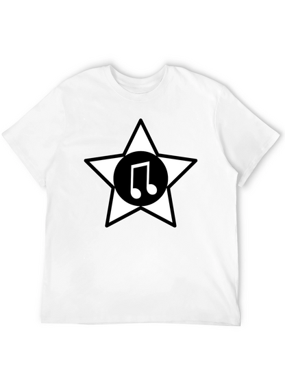 Star Music Note Graphic Tee - Black Cotton