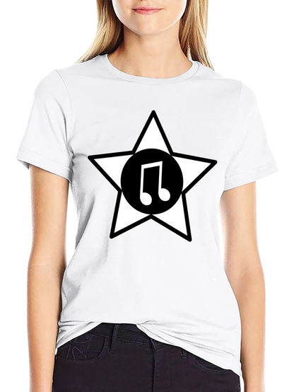 Star Music Note Graphic Tee - Black Cotton