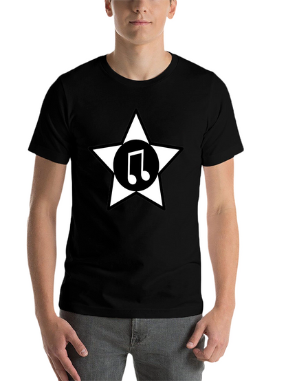 Star Music Note Graphic Tee - Black Cotton