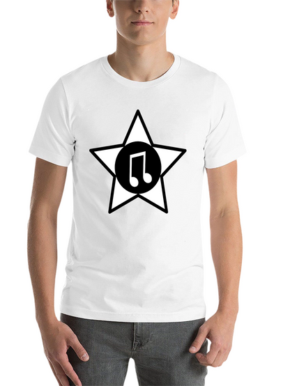 Star Music Note Graphic Tee - Black Cotton
