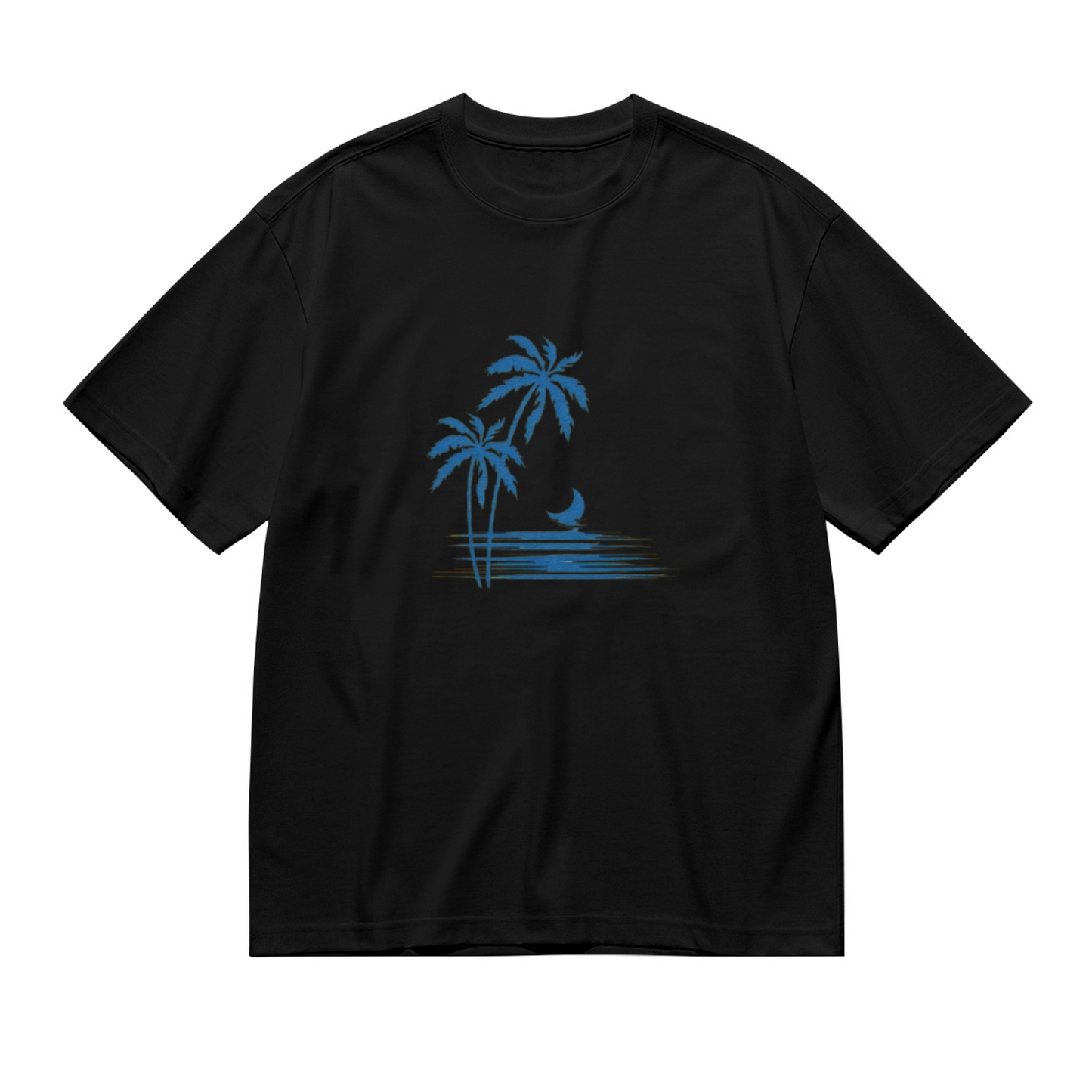 Tropical Palm Tree Moon Ocean Summer Beach Vibe Plus Size Women Printed T-Shirt