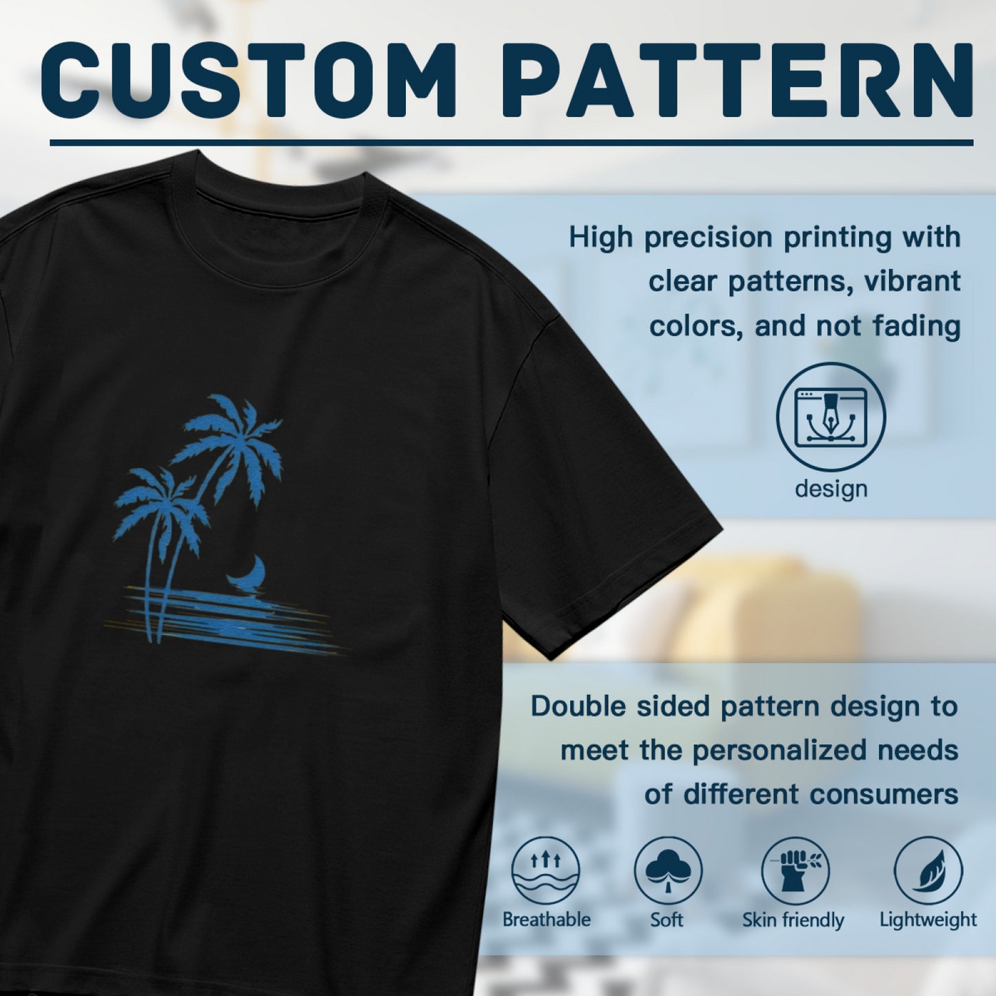Tropical Palm Tree Moon Ocean Summer Beach Vibe Plus Size Women Printed T-Shirt