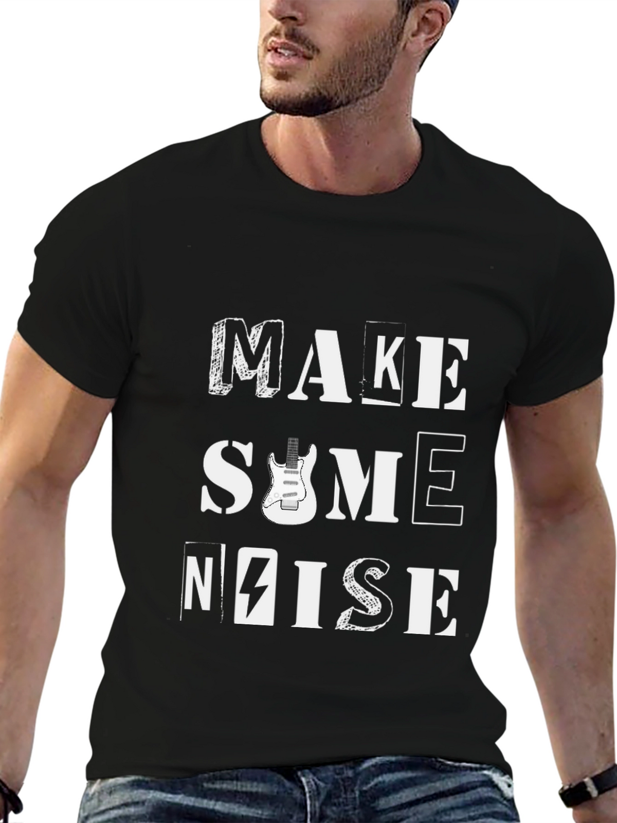 Make Some Noise Graphic Tee - Black Cotton