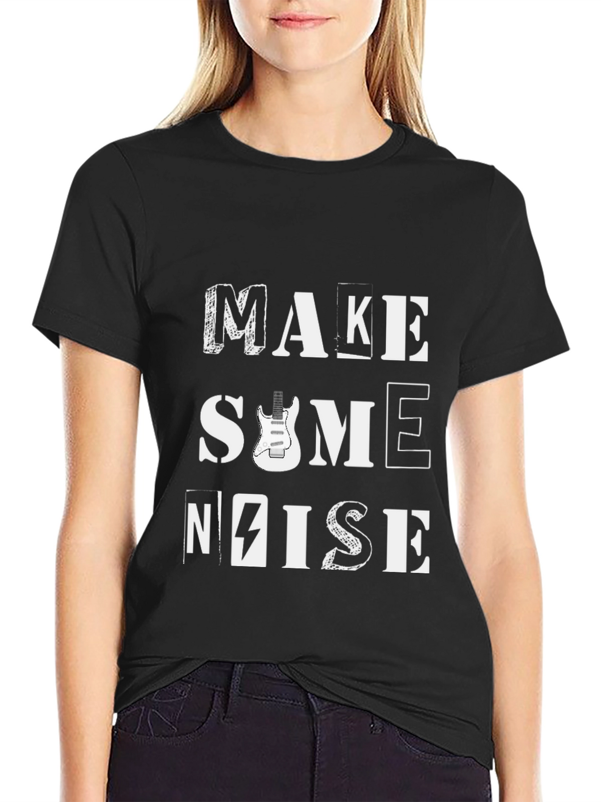 Make Some Noise Graphic Tee - Black Cotton