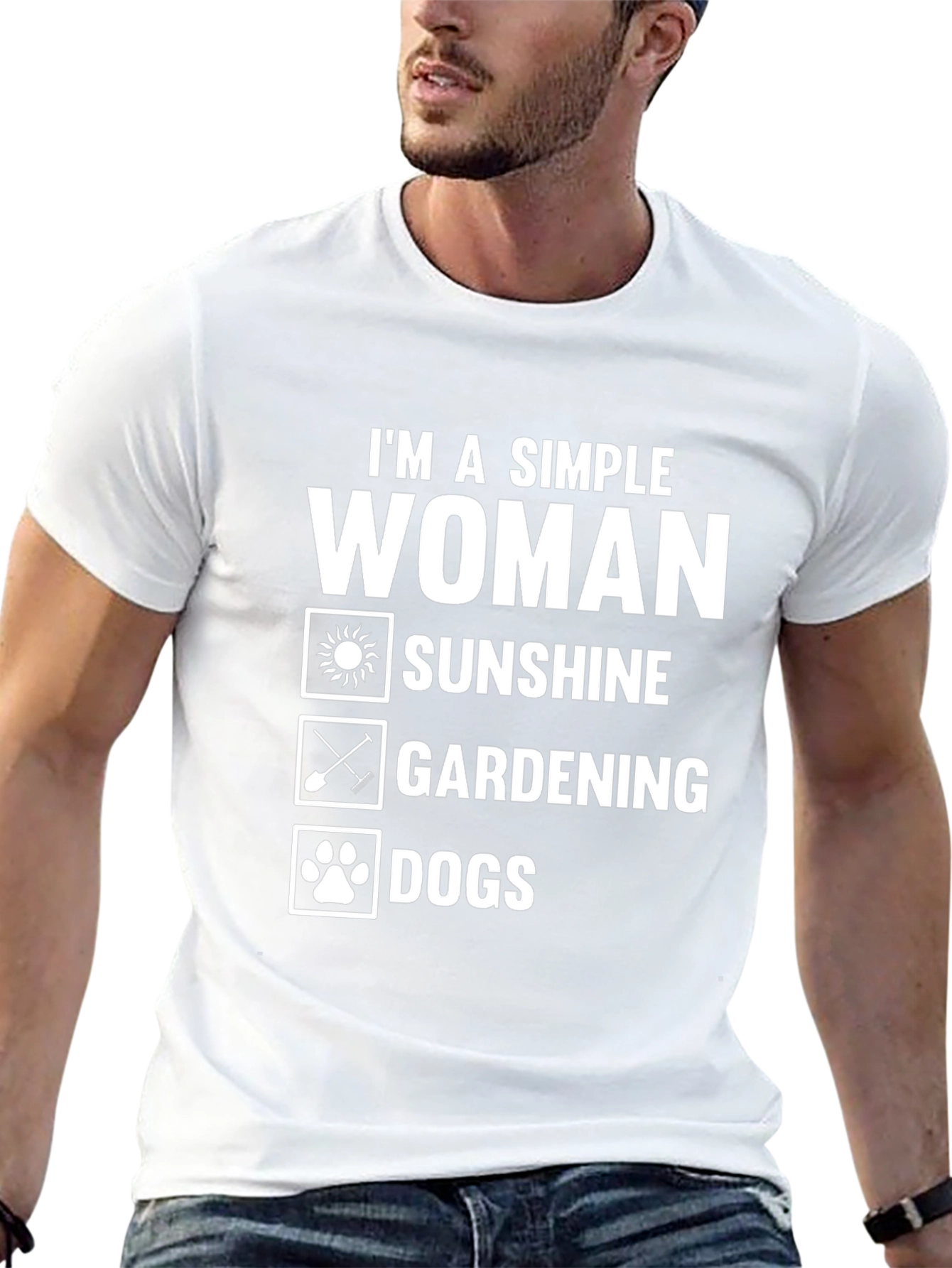 Simple Woman Sunshine Gardening Dogs Graphic T-Shirt