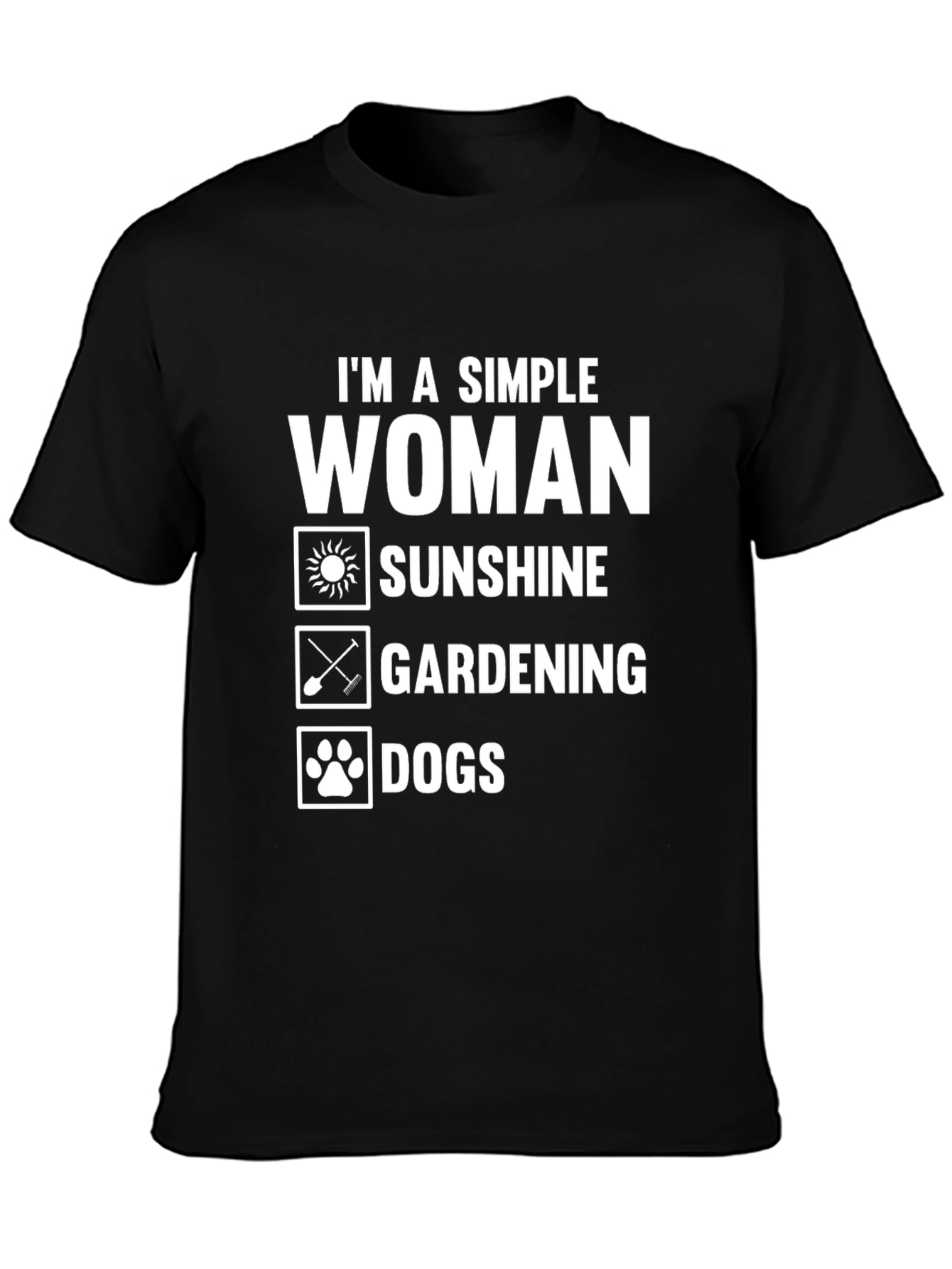 Simple Woman Sunshine Gardening Dogs Graphic T-Shirt
