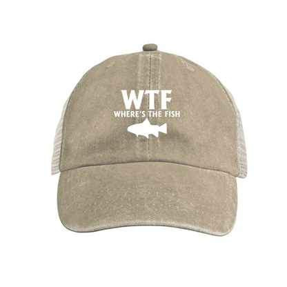 WTF Where¡¯s The Fish Funny Fishing Graphic Mesh Trucker Hat, Angler Humor Cap