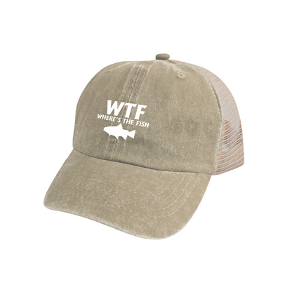 WTF Where¡¯s The Fish Funny Fishing Graphic Mesh Trucker Hat, Angler Humor Cap