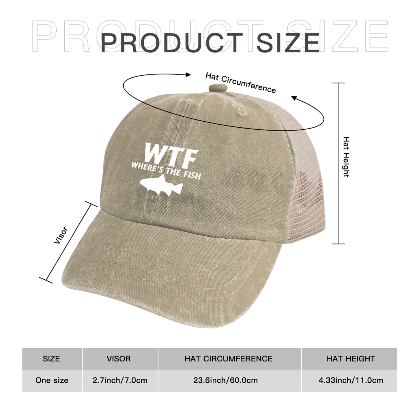 WTF Where¡¯s The Fish Funny Fishing Graphic Mesh Trucker Hat, Angler Humor Cap