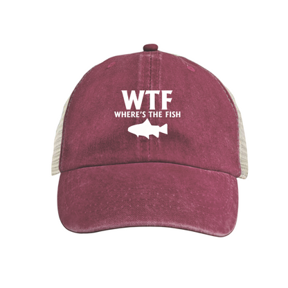 WTF Where¡¯s The Fish Funny Fishing Graphic Mesh Trucker Hat, Angler Humor Cap