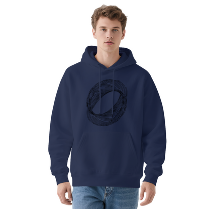 Minimalist Abstract Line Oval White Hoodie, Simple Comfort Minimalist Daily Hoodie