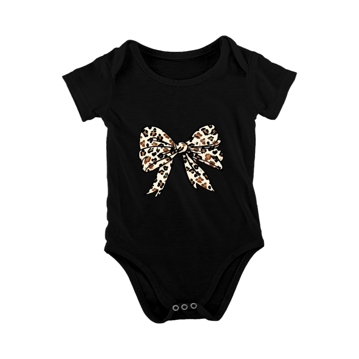 Leopard Print Bow Cute Baby Girl Soft White Bodysuit