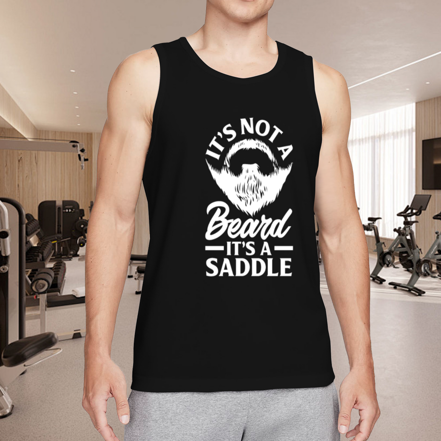 It¡¯s Not A Beard It¡¯s A Saddle Funny Bearded Guy Men Sleeveless Tank