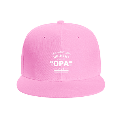 Cool Opa Retro Slogan Red Flat Brim Snapback Sun Hat, Novelty Grandfather Gift Cap