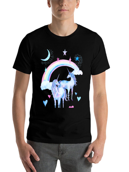 Unicorn Rainbow Black T-Shirt