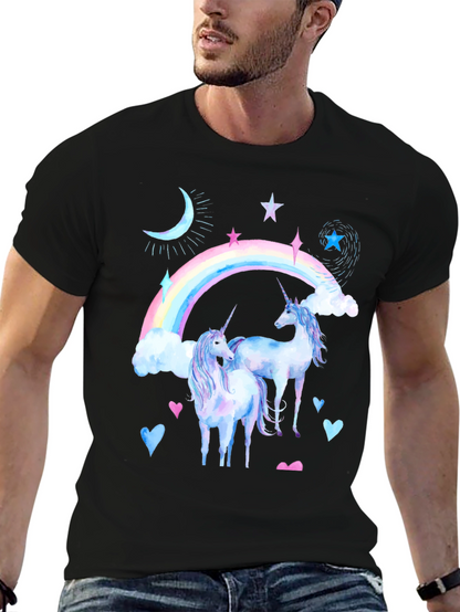 Unicorn Rainbow Black T-Shirt