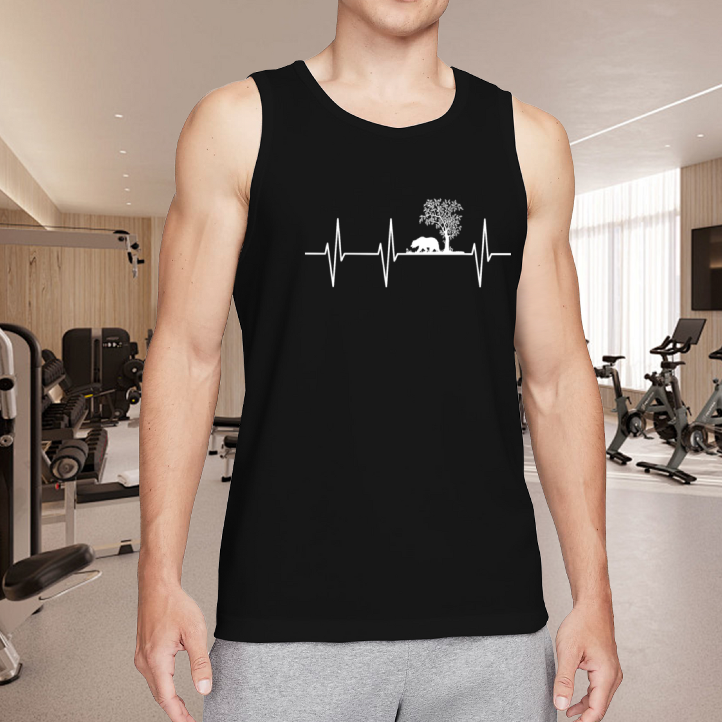Bear Tree Wildlife Heartbeat Outdoor Mens Tank Top