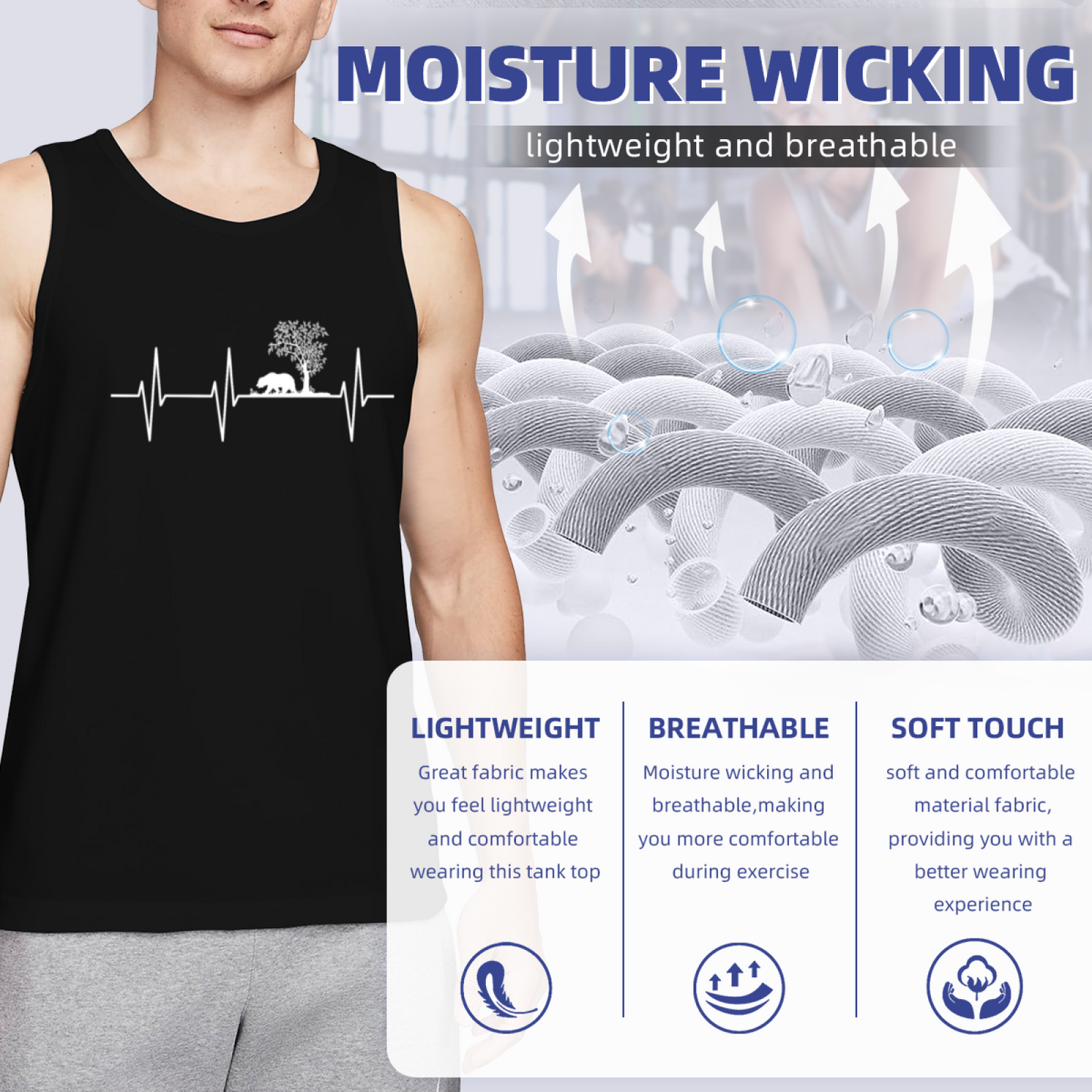 Bear Tree Wildlife Heartbeat Outdoor Mens Tank Top