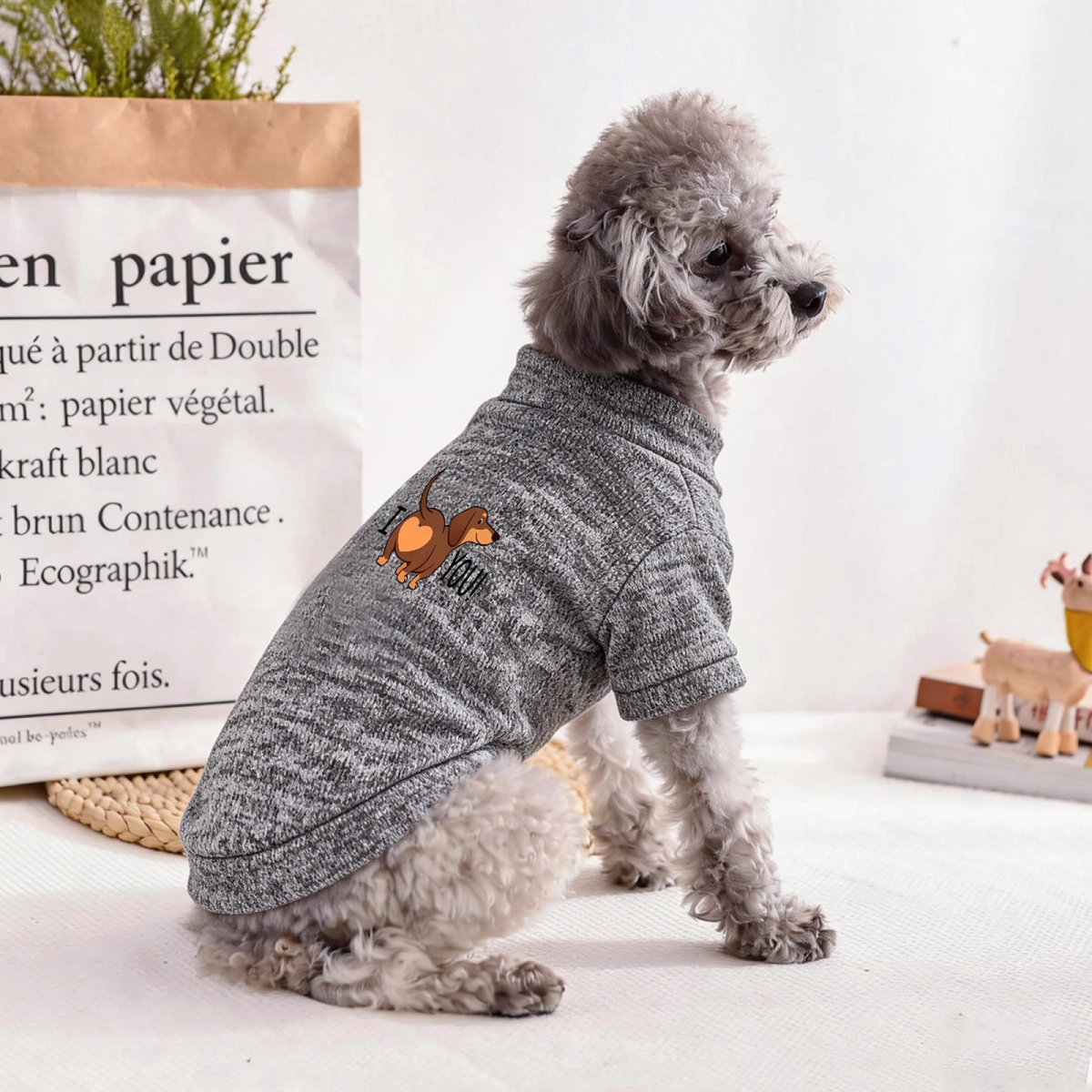 I Love You Cute Dachshund Grey Puppy Top