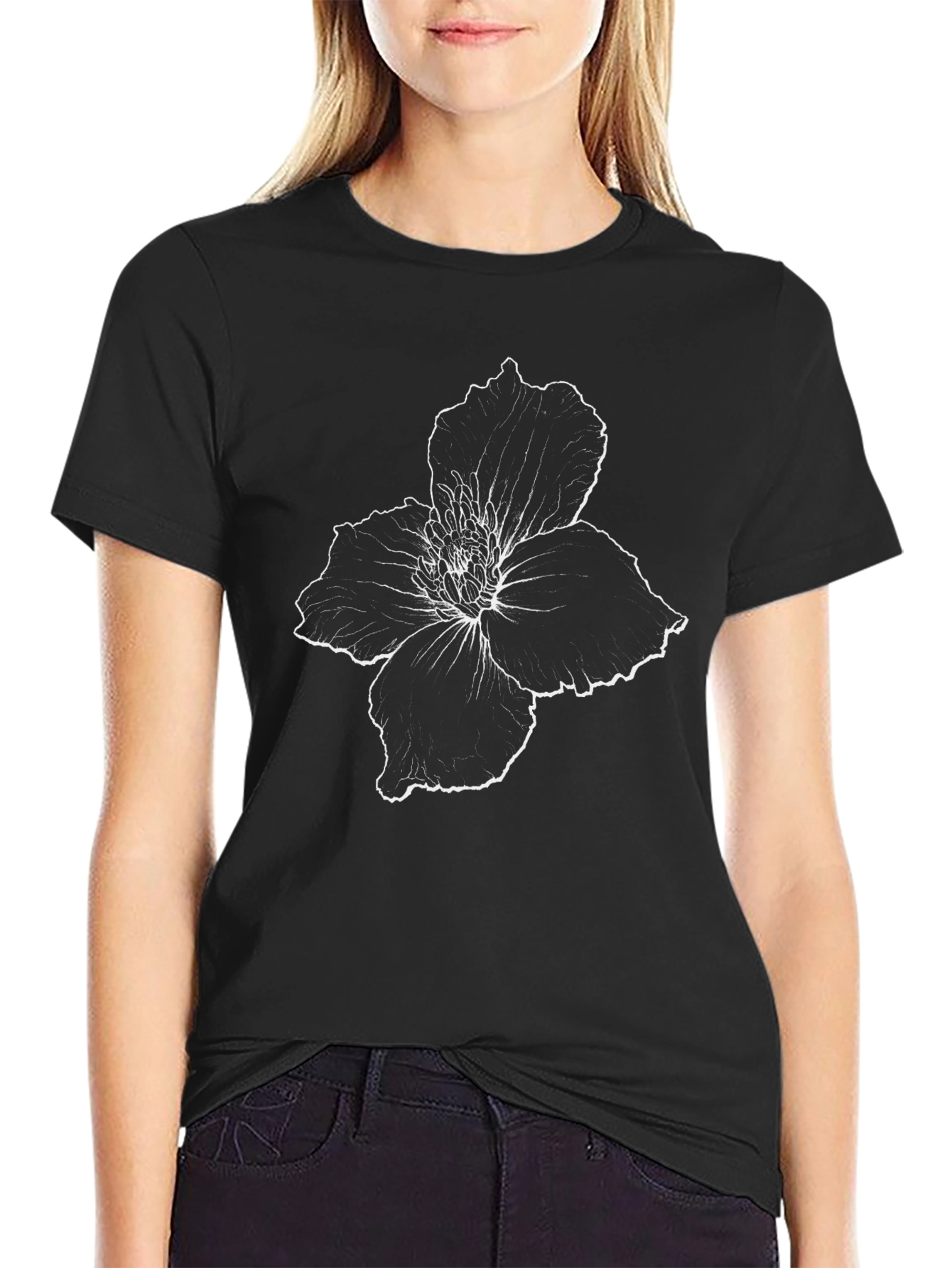 Floral Print Black T-Shirt