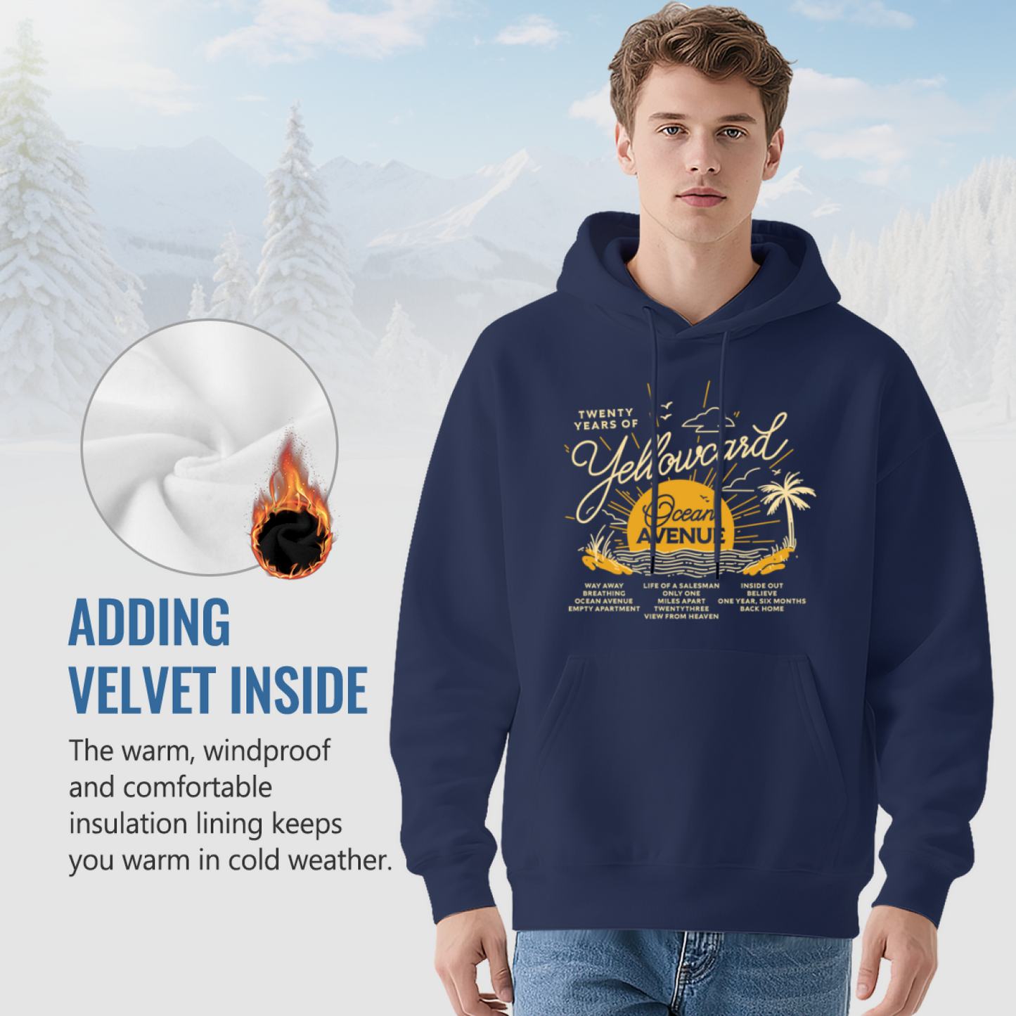 Retro Yellowcard Ocean Avenue Band Graphic Hoodie, Soft & Relaxed Fit