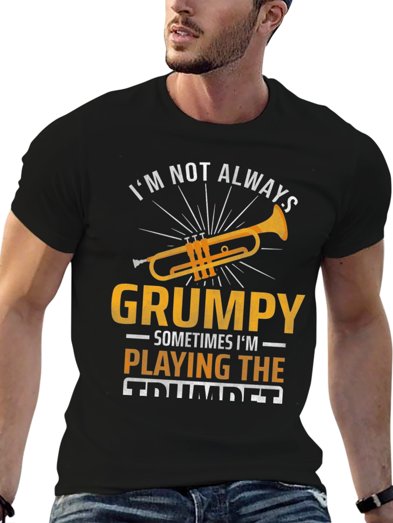 Grumpy Trumpet Player Graphic T-Shirt - Music Lover Tee