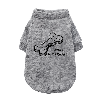 I Work For Treats Bone Print Pet Sweater