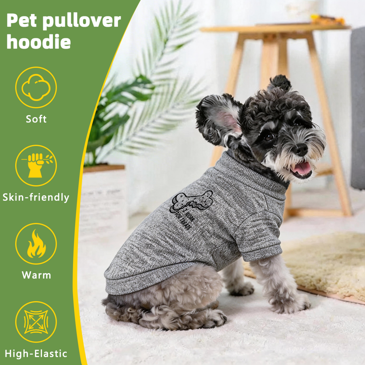 I Work For Treats Bone Print Pet Sweater