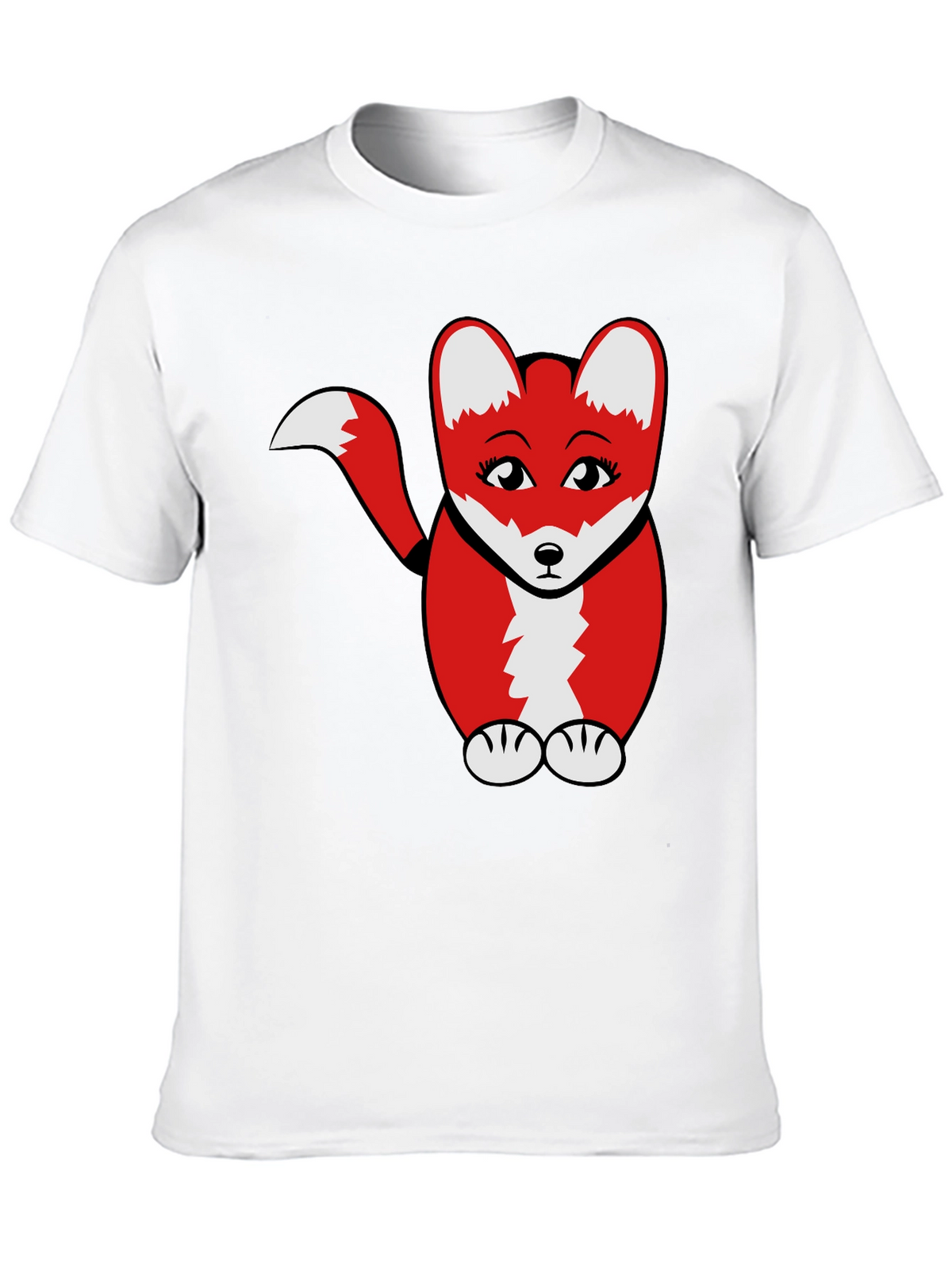 Cute Cartoon Fox Graphic T-Shirt - Black